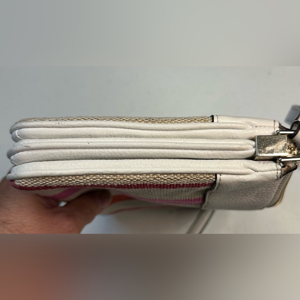 KATE SPADE LEILA STRIPED CANVAS TRIPLE GUSSET CROSSBODY BAG - Picture 11 of 11